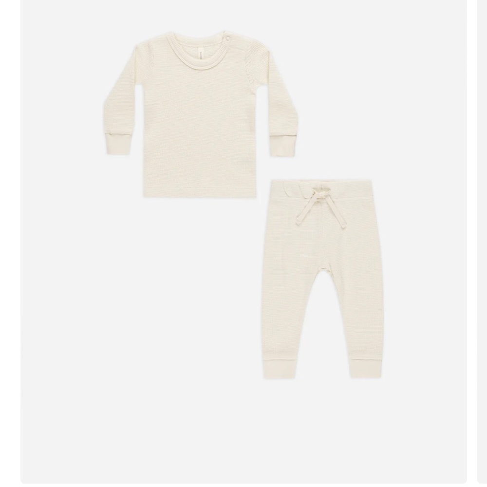 QUINCY MAE Waffle Top + Pant Set || Natural